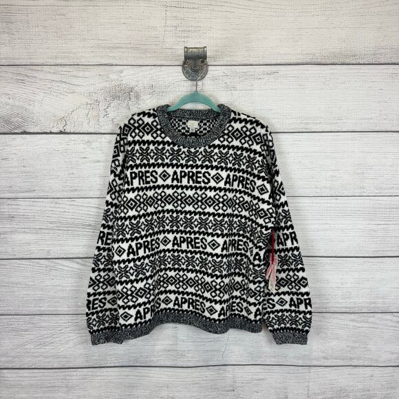 A New Day Plus Size Black & White Apres Soft Knit Crew Sweater Size XXL - Picture 1 of 7